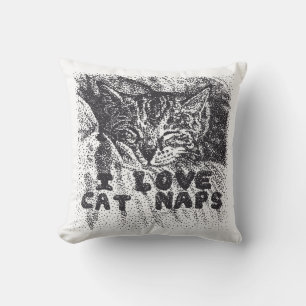 Coussin I Love Cat Naps, chat dort