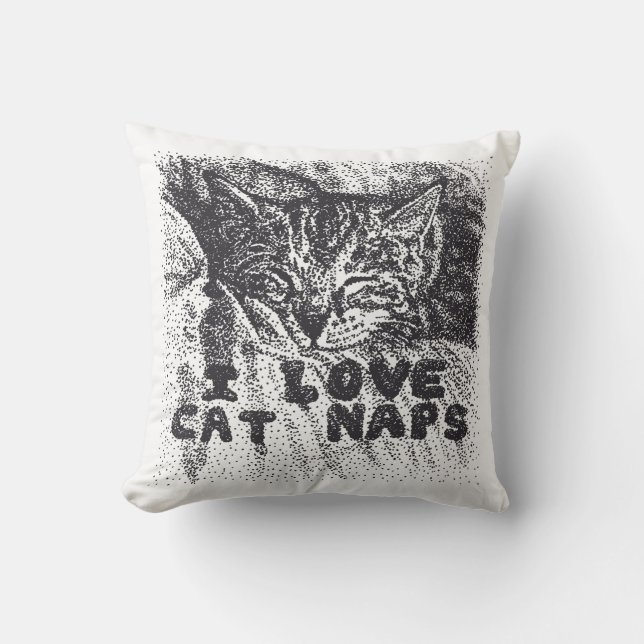 Coussin I Love Cat Naps, chat dort (Recto)