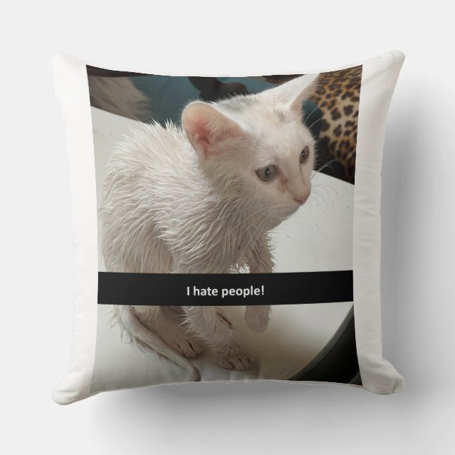 Coussin I Love Cats Pillow. I Hate People Cat Pillow. (Verso)