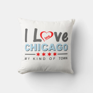 Coussin I Love Chicago, My Genre Town, Illinois