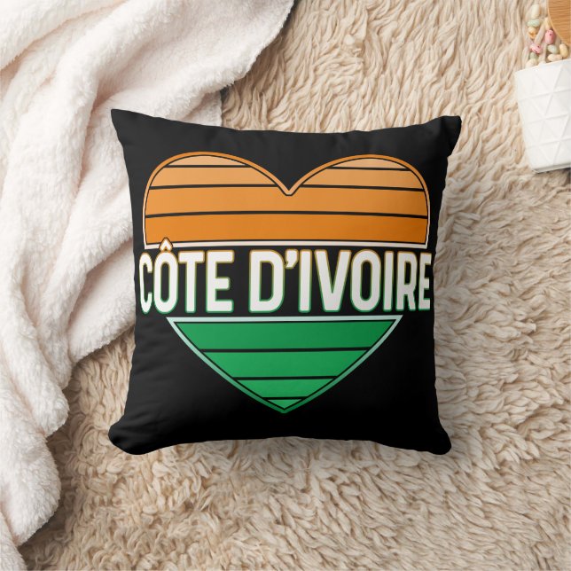 Coussin I Love Côte d'Ivoire, Côte d'Ivoire Coeur (Couverture)