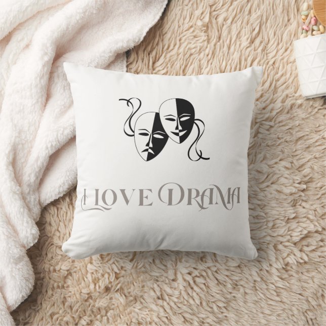 Coussin I Love Drama Text avec masques de théâtre (Couverture)