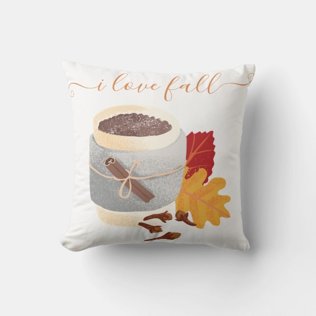 Coussin I Love Fall Citrouille latte Pays Thanksgiving (Recto)
