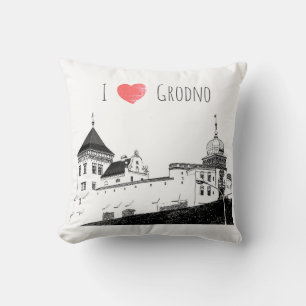 Coussin I Love Grodno Belarus Architecture Sketch Castle