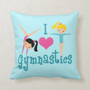 Coussin I Love Gymnastique mignonne Gymnaste Filles Chambr