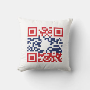 Coussin I Love Laos (Khoy Huk Lao) Drapeau QR Code   Geek