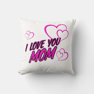 Coussin “I Love Mom” Decorative Throw Pillow – Heart Desig