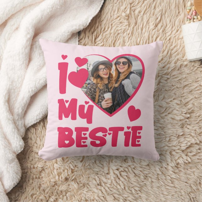 Coussin I Love My Bestie Photo Personnalisée Conception En (Couverture)