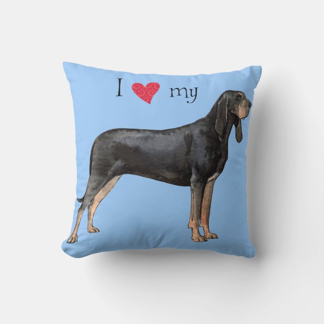 Coussin I Love my Black and Tan Coonhound (Recto)