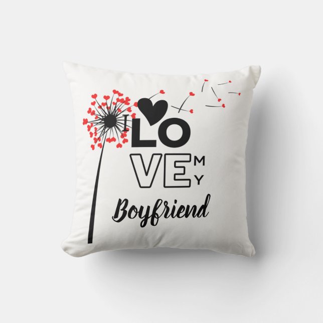 Coussin I Love My BOYFRIEND - Personnalisé moderne (Recto)