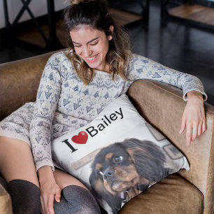 Coussin I Love My Dog photo personnalisée
