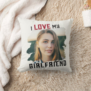 Coussin I Love My Girlfriend Grunge Photo personnalisée