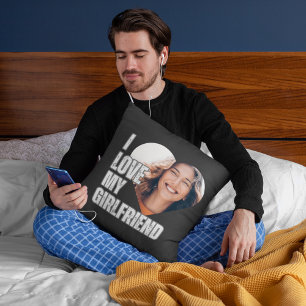 Coussin I Love My Girlfriend Heart Photo Boyfriend Cadeau