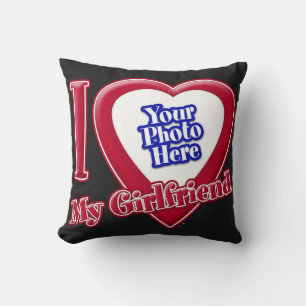 Coussin I Love My Girlfriend Photo Red Heart Black