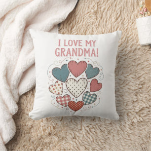 Coussin I Love My Grand-mère Country Heart Design