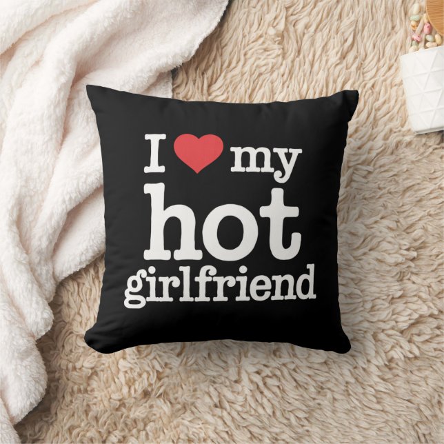 Coussin I Love My Hot Girlfriend Valentine's Day Gf Cadeau (Couverture)