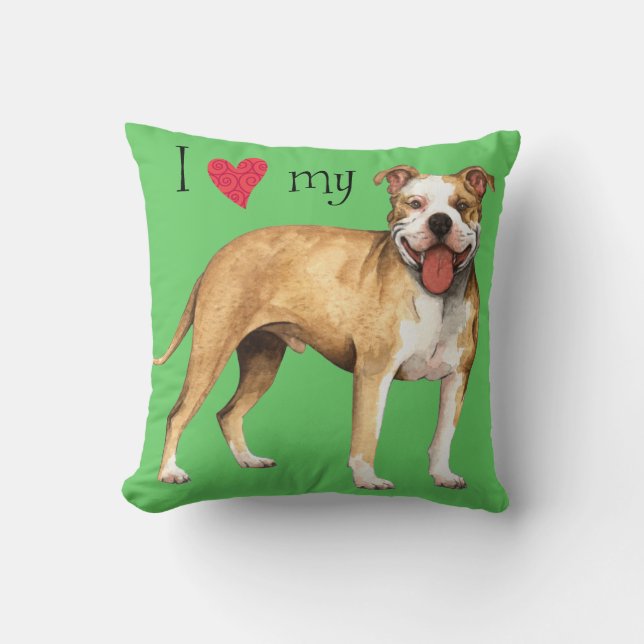Coussin I Love my pit bull terrier (Recto)