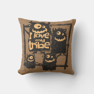 Coussin I Love My Tribe Funny Famille Monstre Halloween