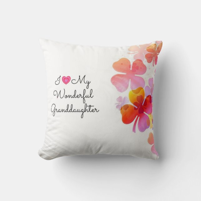 Coussin I Love My Wonderful Grand-fille, design pastel (Recto)