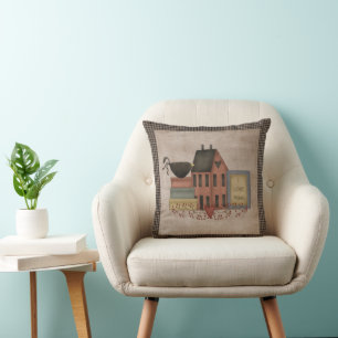 Coussin I Love Prims - Saltbox rouge - Pays Primitif