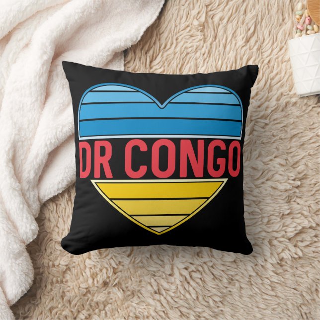 Coussin I Love RD Congo, Congo-Kinshasa Coeur (Couverture)