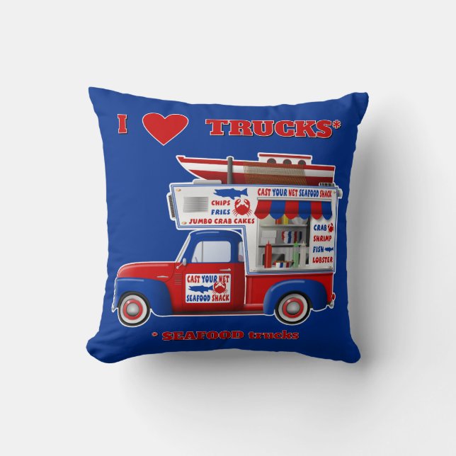 Coussin I Love Trucks (Seafood Trucks) Reversible (Recto)