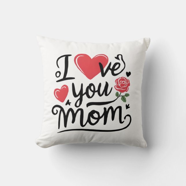 Coussin I Love You Mom Heartfelt Kids Design (Recto)