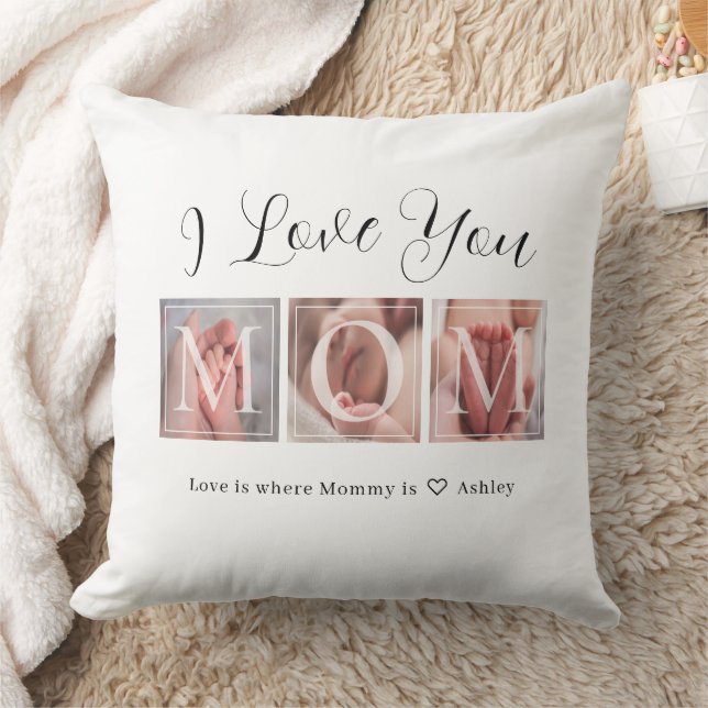 Coussin I Love You Mom Photo Don (Couverture)