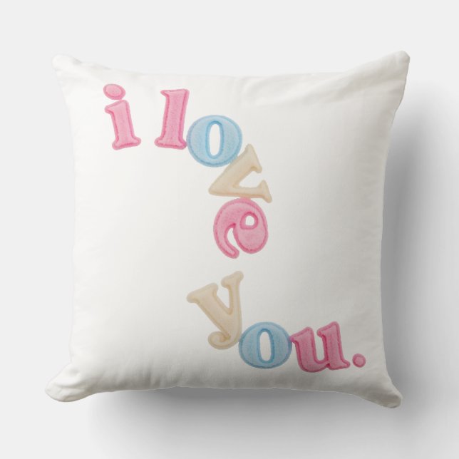 Coussin "i love you" Patch Art Pillow | Aesthetic Home Dec (Recto)