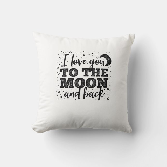 Coussin I Love You To The Moon And Back Heartfelt Minimal  (Recto)