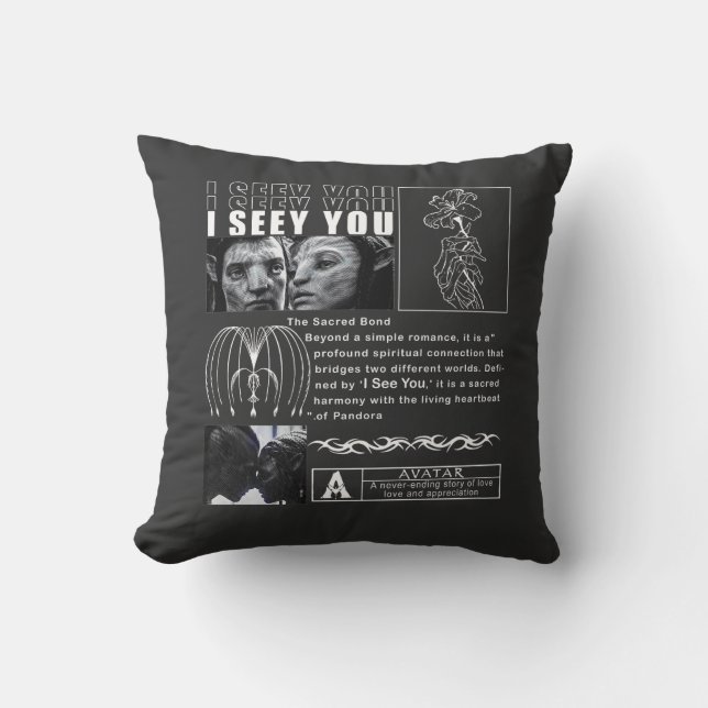 Coussin I See You" Soul Connection Art - Minimalist Black  (Recto)
