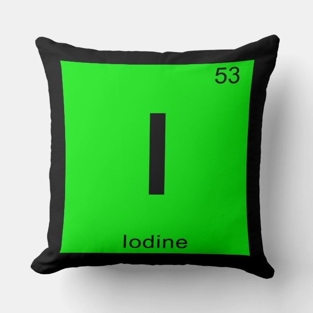Coussin I - Symbole de tableau périodique de la chimie de  (Recto)