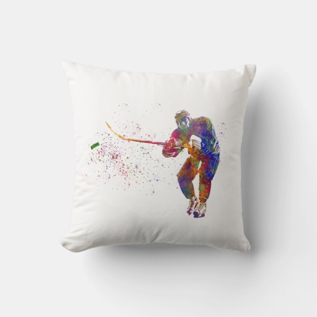 Coussin Ice hockey player in watercolor (Recto)