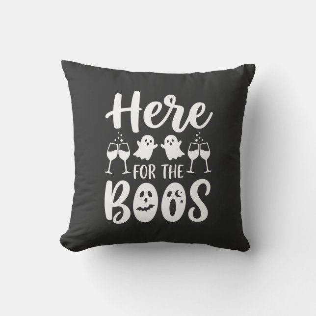 Coussin Ici pour les huées Création de fantôme d'Halloween (Recto)