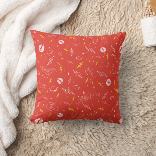 Coussin Icône de la foudre Flash et motif doodle (Couverture)