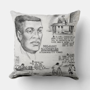 Coussin Icône de l'histoire noire : Benjamin Banneker, Sci