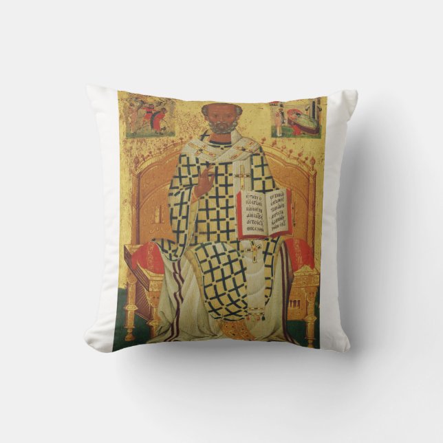 Coussin Icône orthodoxe byzantine de saint Nicolas de Myre (Recto)