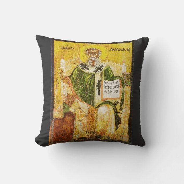 Coussin Icône orthodoxe de saint Athanase d'Alexandrie (Recto)