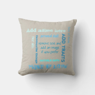 Coussin Icône personnalisable turquoise chalkboard wordclo