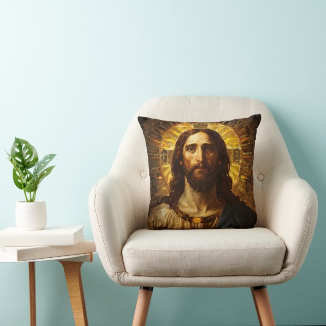 Coussin Icône religieuse Jésus Christ (Chaise)