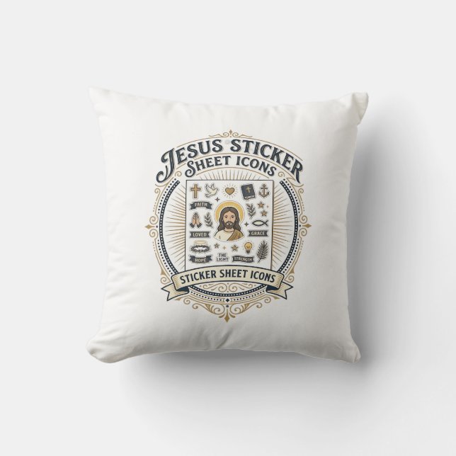 Coussin Icônes de feuille d'autocollants Jésus Icône de fe (Recto)