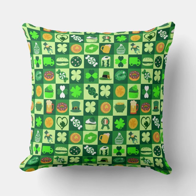 Coussin Icônes de la Saint-Patrick Motif sans couture (Recto)