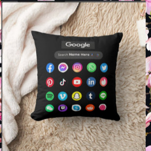 Coussin Icônes de médias sociaux tendance Google barre de 