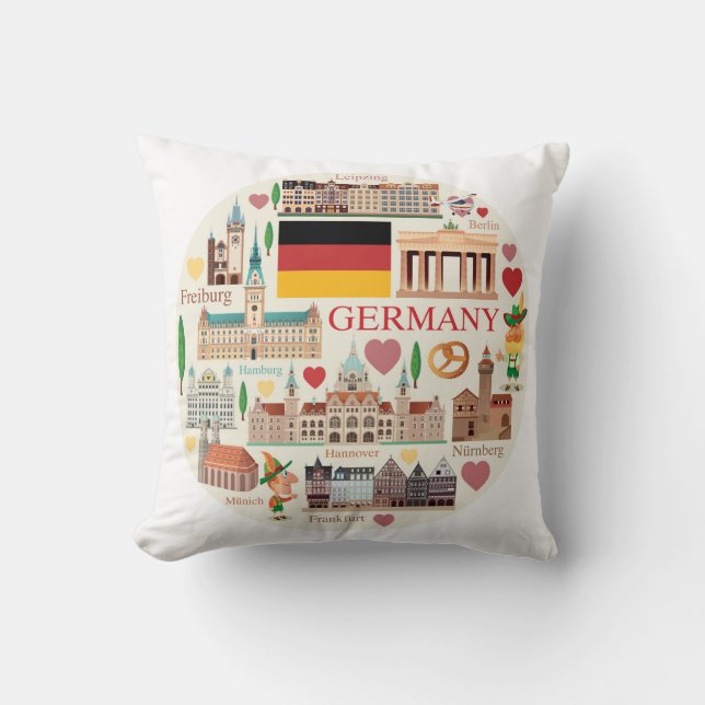 Coussin Icônes de voyage de l'Allemagne (Recto)