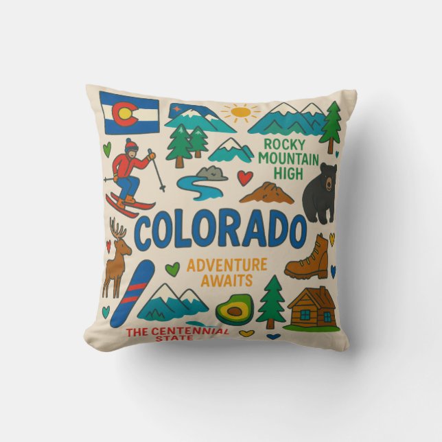 Coussin Icônes du Colorado (Recto)