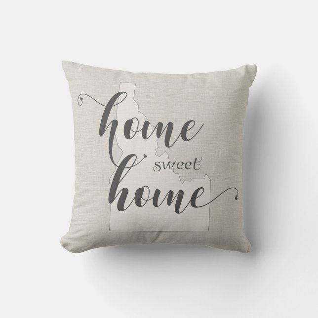 Coussin Idaho - Home Sweet Home burlap look (Recto)