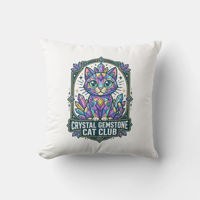 Coussin Idée cadeau Crystal Gemstone Cat Cat Mom - Crystal (Recto)