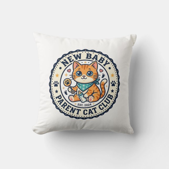 Coussin Idée cadeau nouveau bébé parent chat chat maman -  (Recto)
