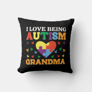 Coussin Idée cadeau pour l'autisme grand-mère, fière grand