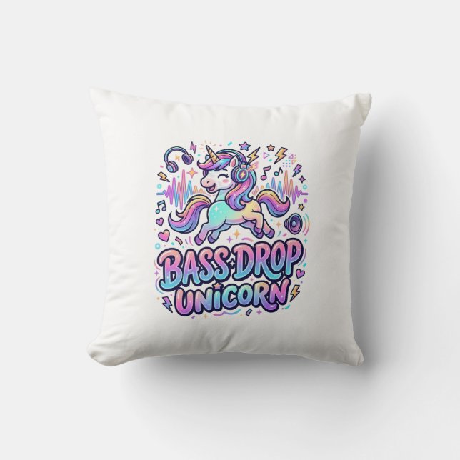 Coussin Idée de cadeau licorne basse drop typographie Des (Recto)